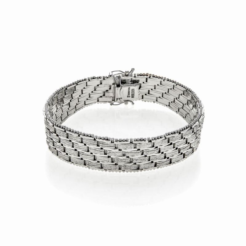 Bracciale in oro bianco in parte satinato