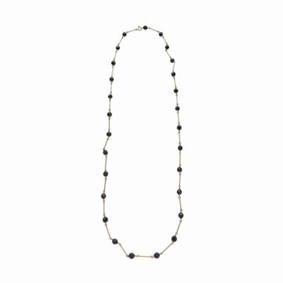 Lunga Collana in Oro Giallo e Granato