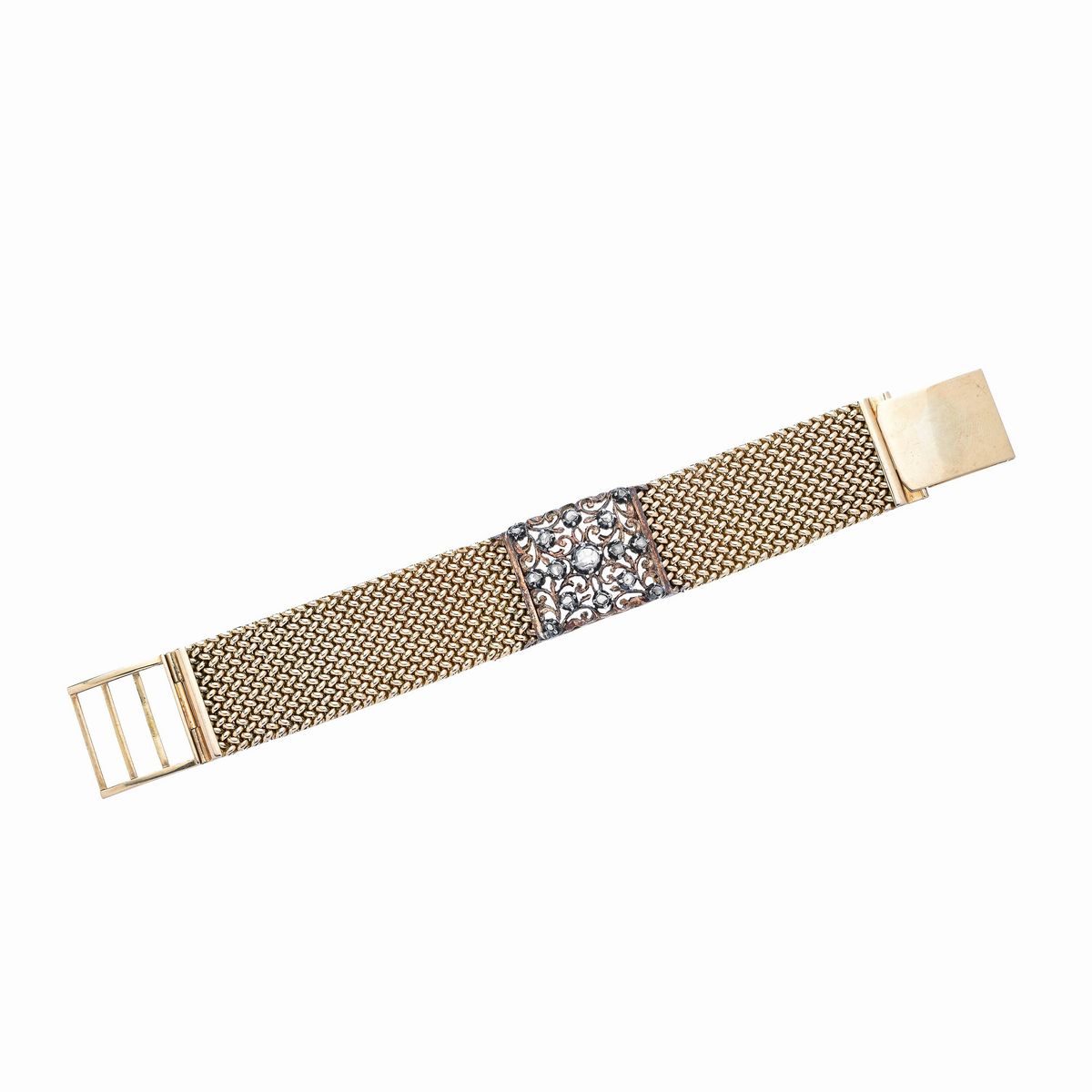 Bracciale in oro giallo e rose di diamante