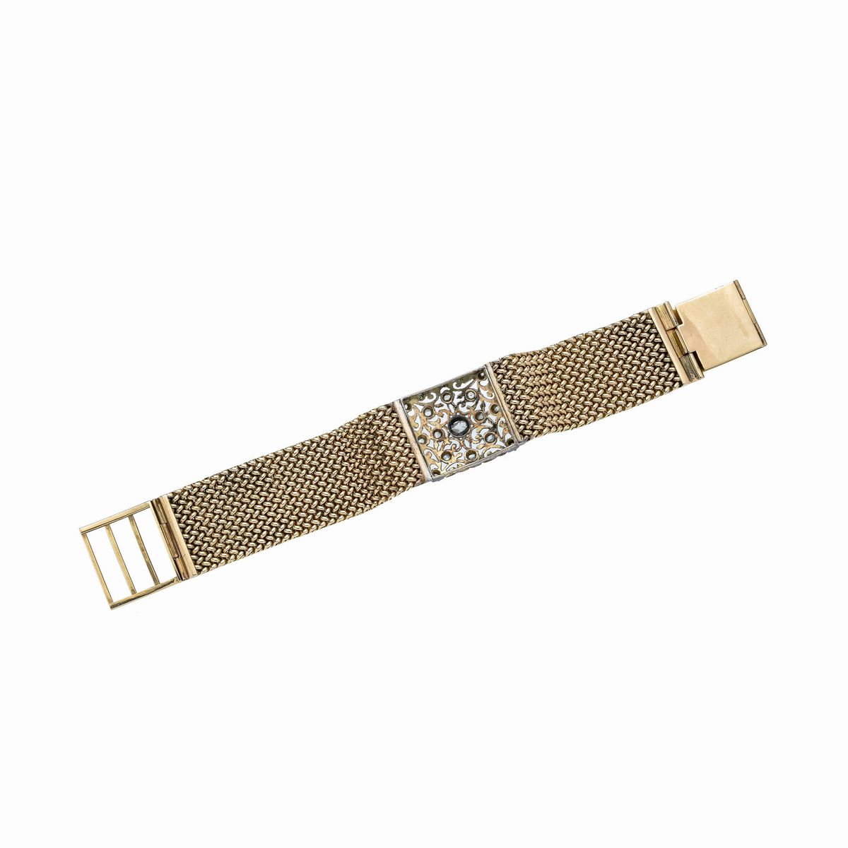 Bracciale in oro giallo e rose di diamante