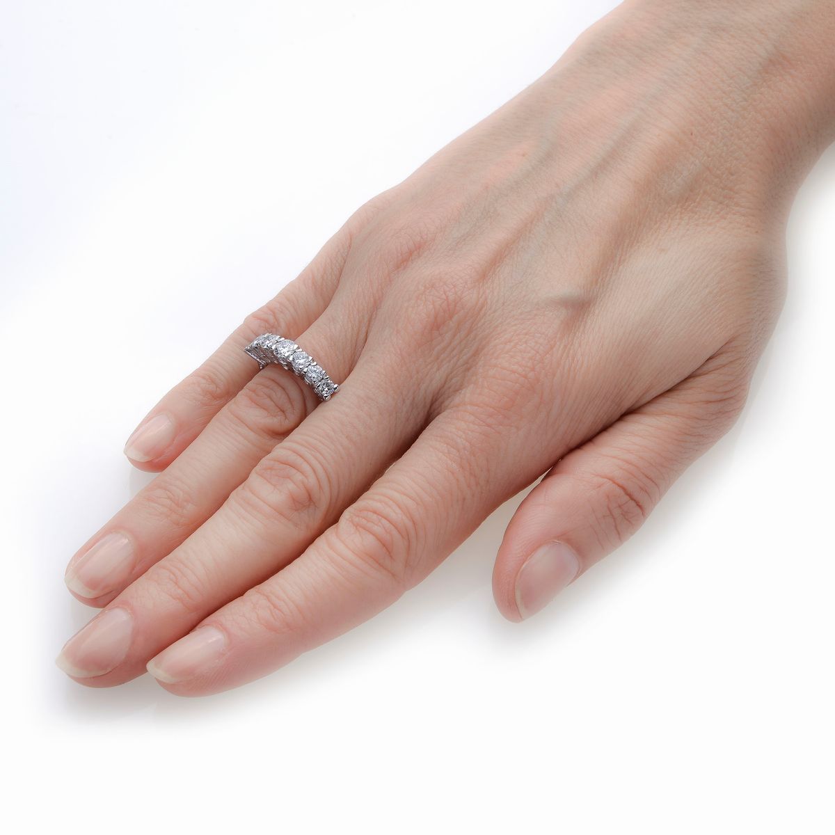 Anello Riviere in Oro Bianco e Diamanti