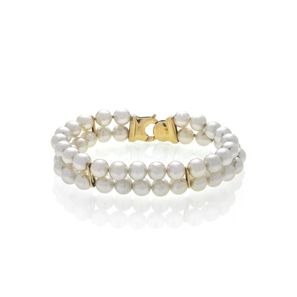 Bracciale in oro giallo e perle coltivate