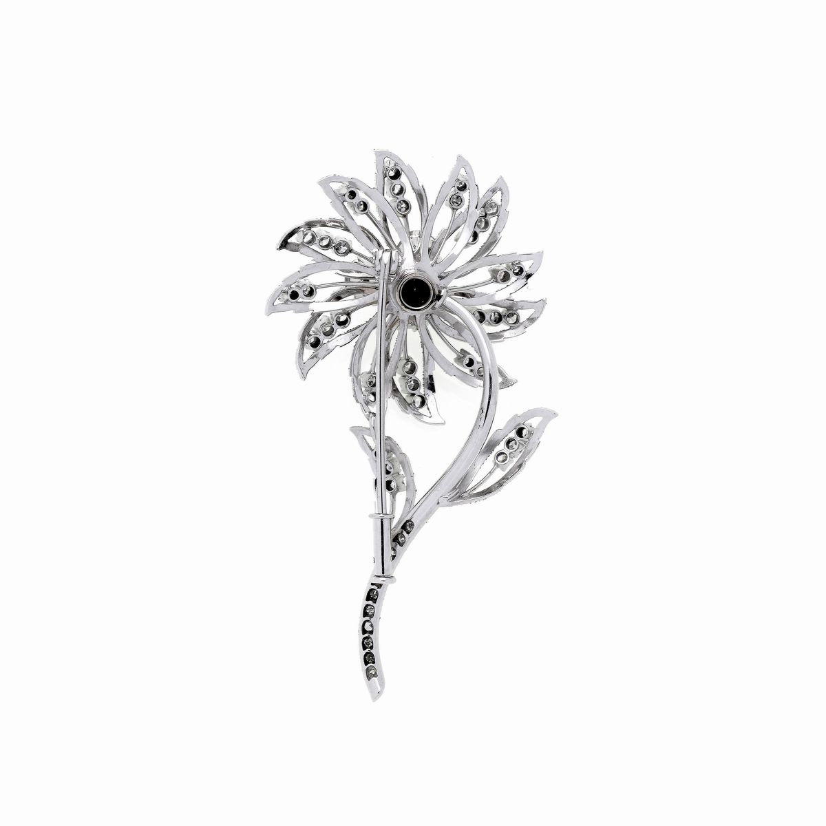 Spilla fiore in oro bianco e diamanti