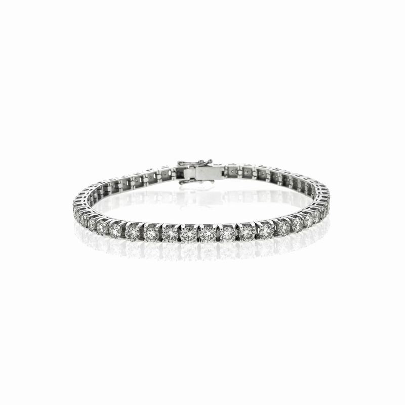 Bracciale tennis in oro bianco 18 kt e diamanti