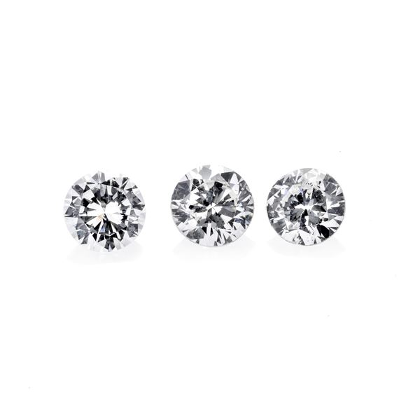 Lotto di tre diamanti taglio brillante