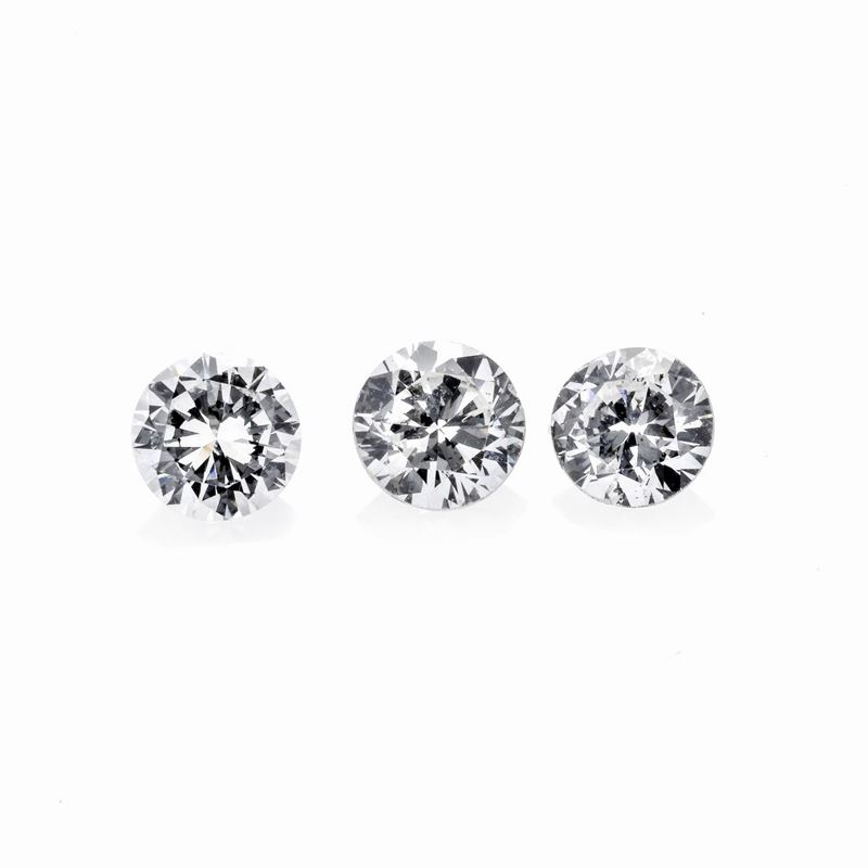 Lotto di tre diamanti taglio brillante
