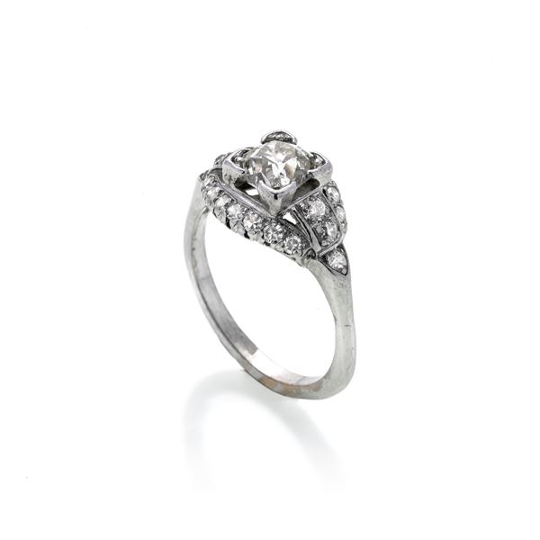 Platinum and diamond ring