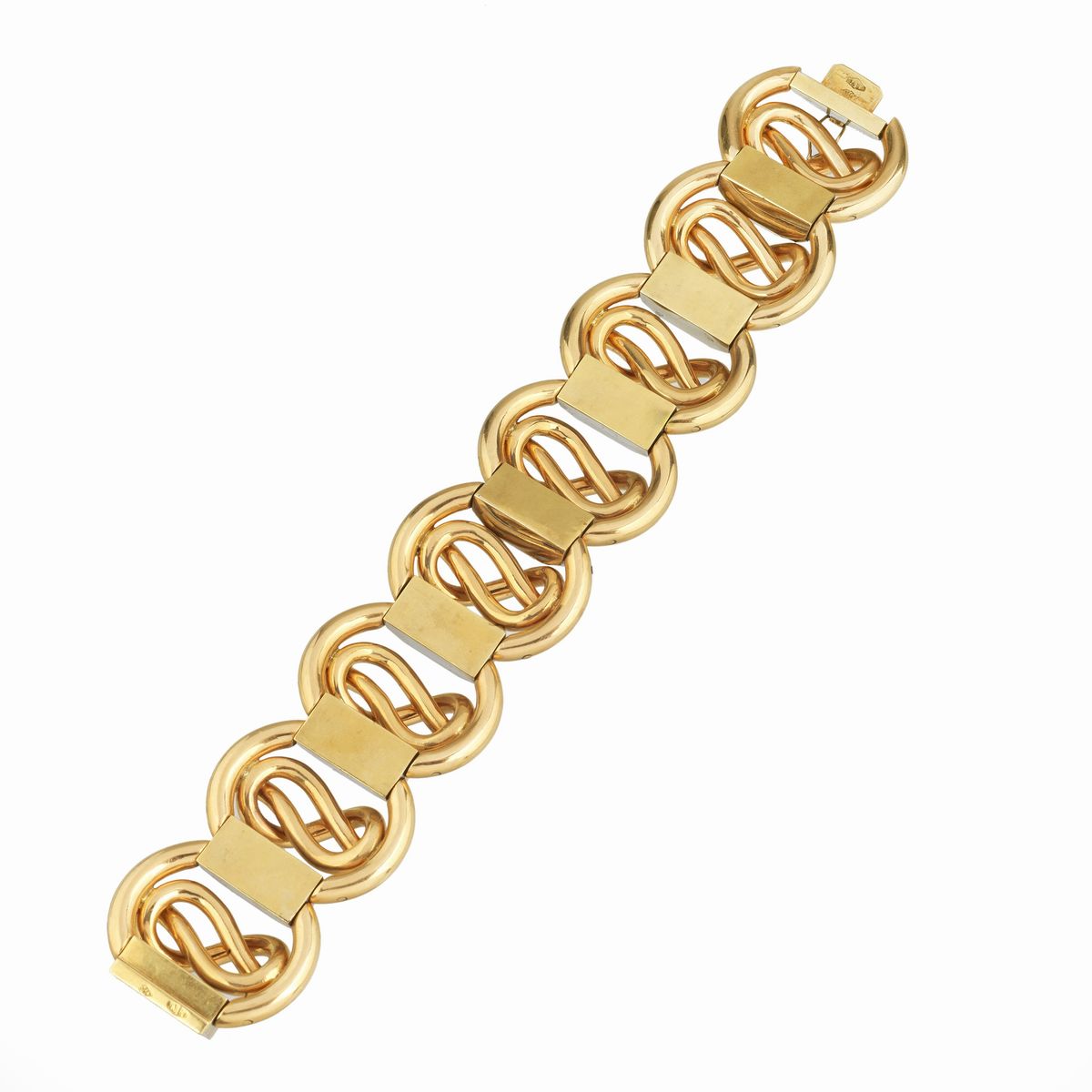 Alto bracciale a maglie in oro giallo e bianco 18 kt
