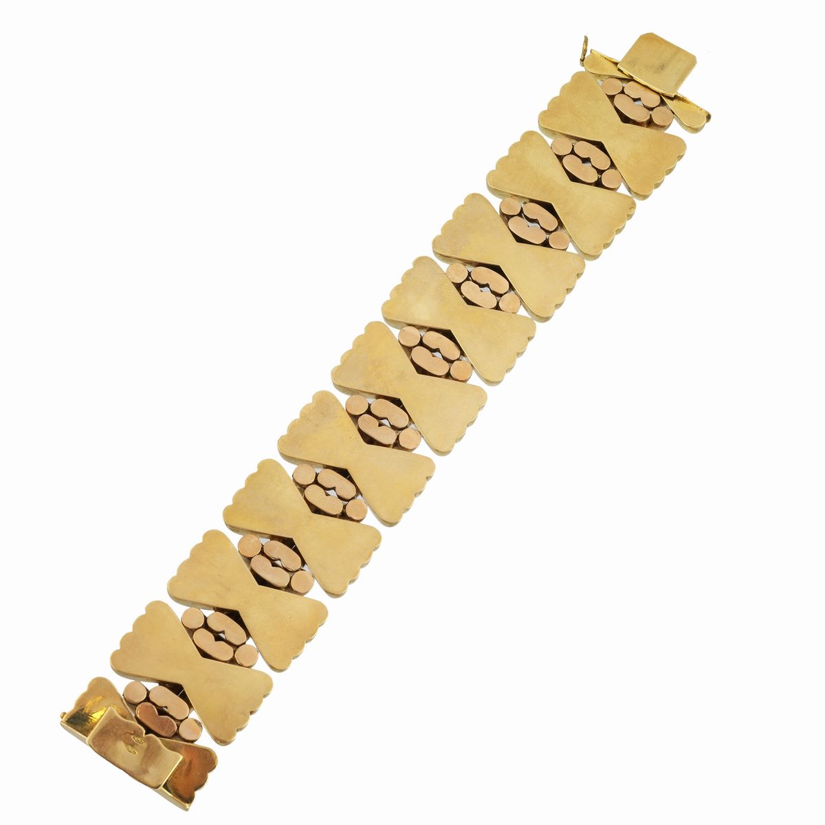 Alto bracciale in oro giallo e oro rosa 18 kt