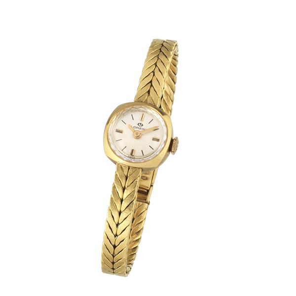 LORENZ : Lady's wristwatch in 18 kt yellow gold  (Sixties)  - Auction Auction of Antique, Modern, Wristwatches and Jewellery from a Roman Collection - Curio - Casa d'aste in Firenze