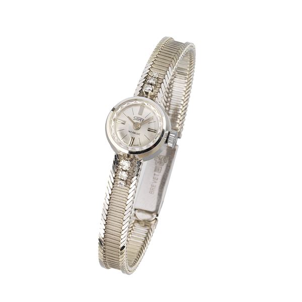 Lady's watch in white gold and Silver diamonds  (Sixties)  - Auction Auction of Antique, Modern, Wristwatches and Jewellery from a Roman Collection - Curio - Casa d'aste in Firenze
