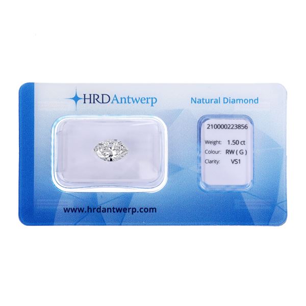 Navette cut diamond of 1.50 ct in blister