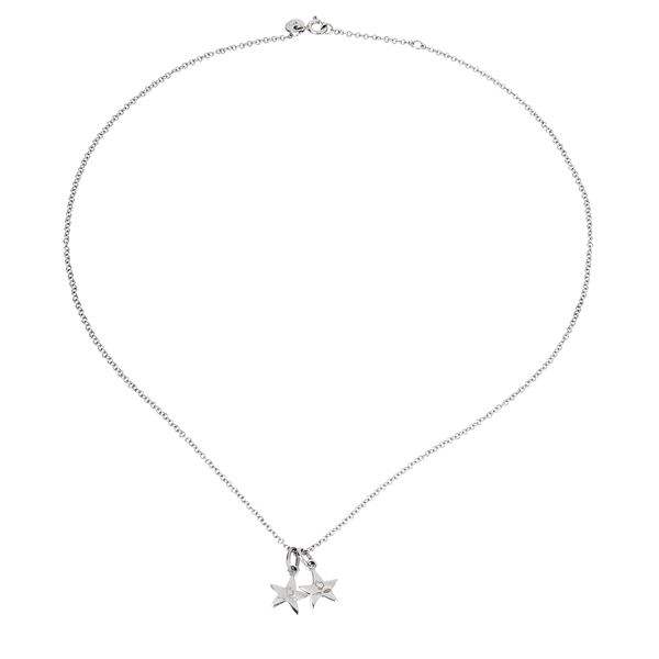 POMELLATO - Catena a maglie in oro bianco e due stelle pendenti in oro bianco 18 kt e diamanti Dodo