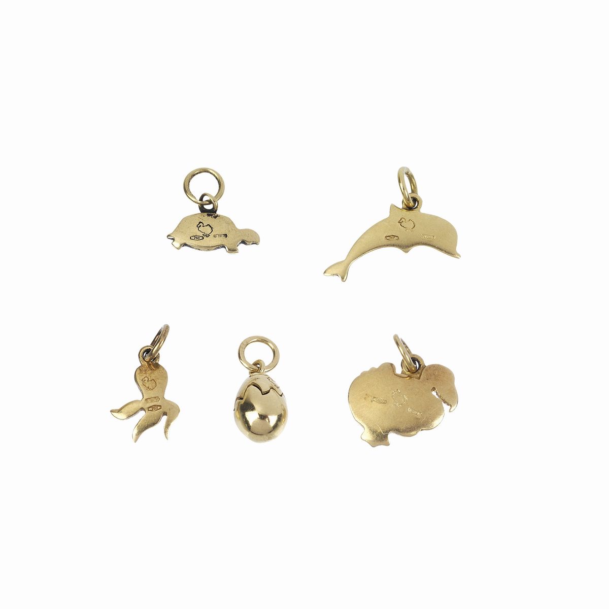 Pomellato - Cinque Pendenti Animalier in Oro Giallo 18 Kt Dodo