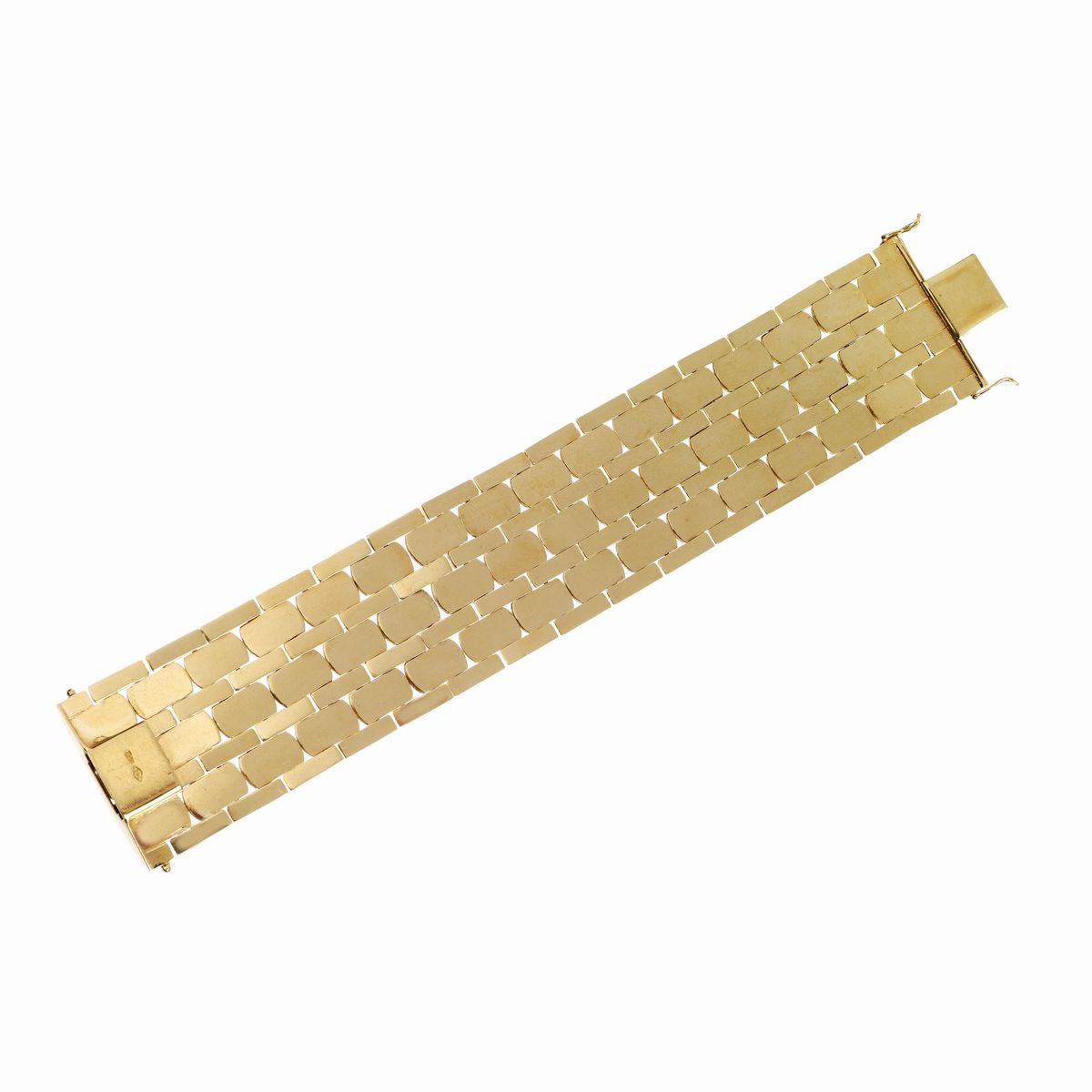 Alto bracciale ad imitazione del tessuto in oro giallo 18 kt