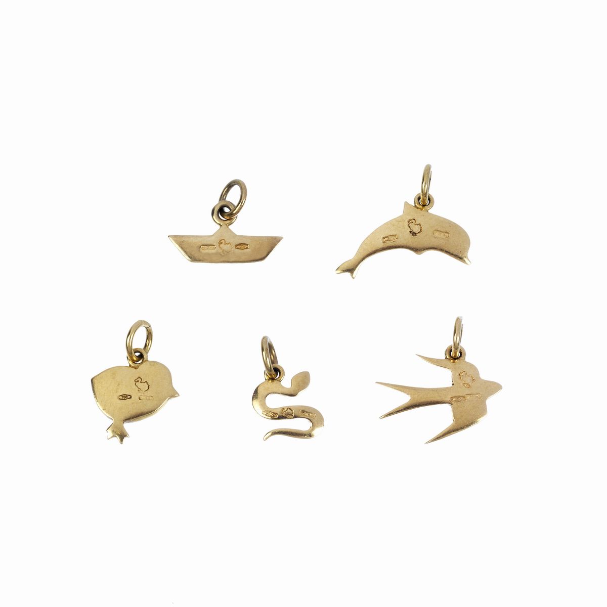 Pomellato - Cinque Pendenti Animalier in Oro Giallo 18 Kt Dodo