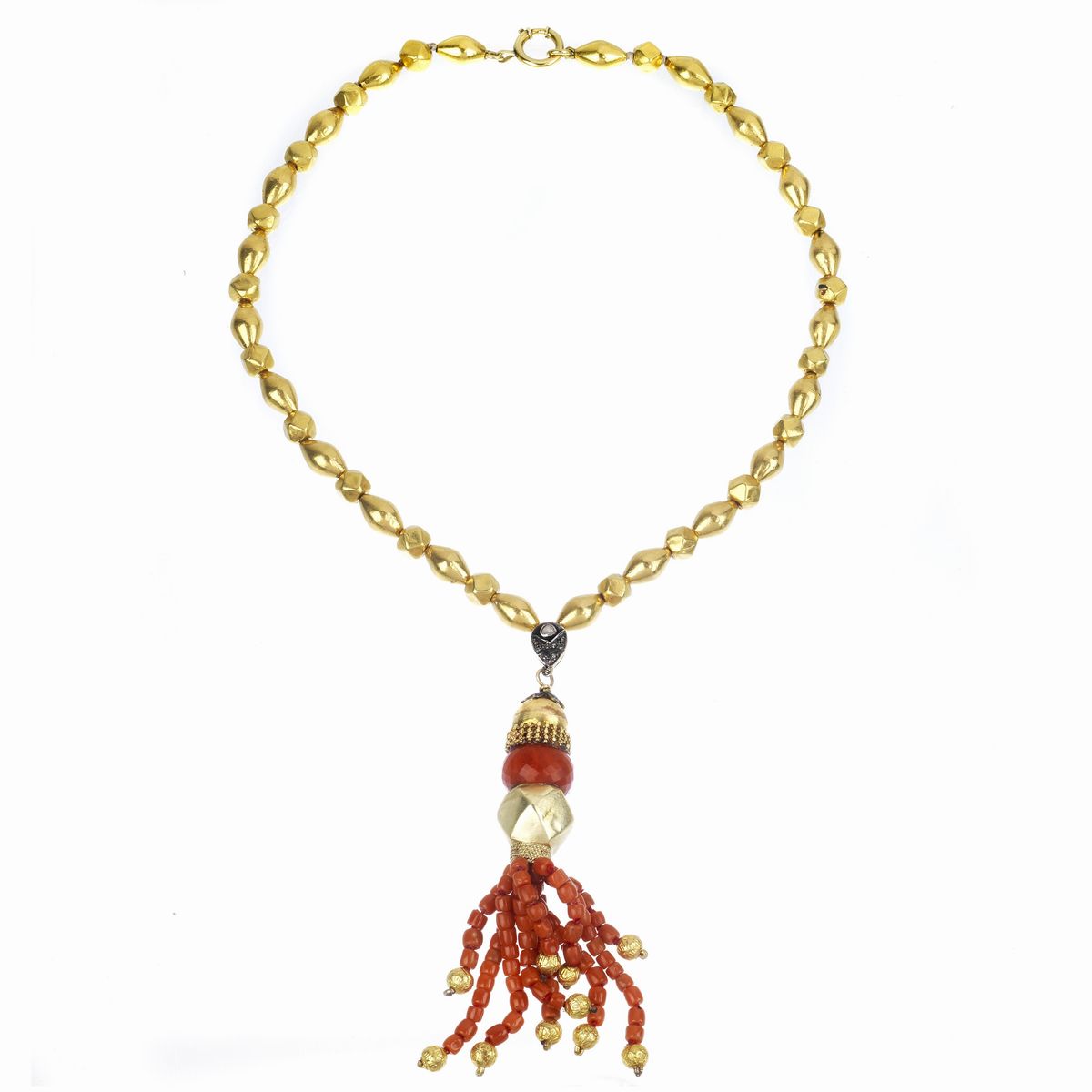 Collana in Oro Giallo 18 Kt e Corallo Rosso