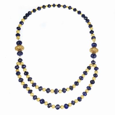 Collana in Oro Giallo 18 Kt e Radici di Zaffiro