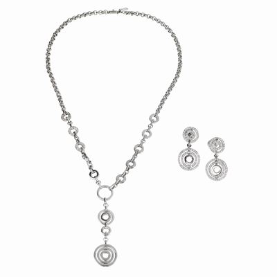 Parure in Oro Bianco 18 Kt e Diamanti Composta da Collana e Paio di Orecchini