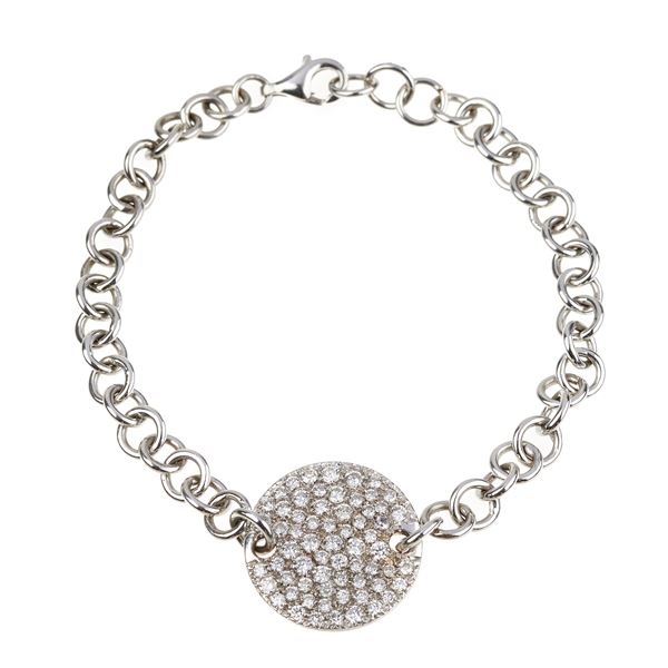 18 kt white gold bracelet with diamond pavé