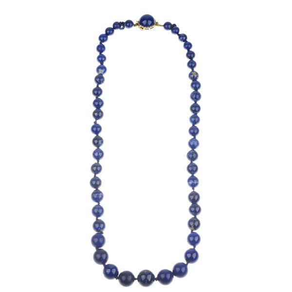 Necklace in degradé lapis lazuli and 18 kt yellow gold