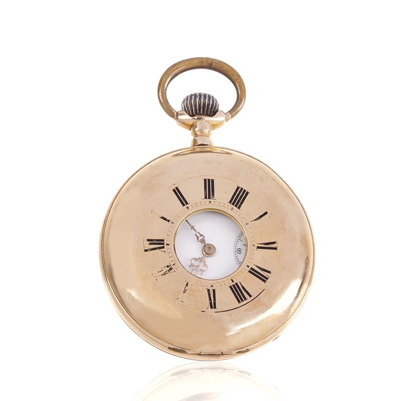 Albert Bienne Orologio da tasca occhio di bue in oro giallo 18 kt