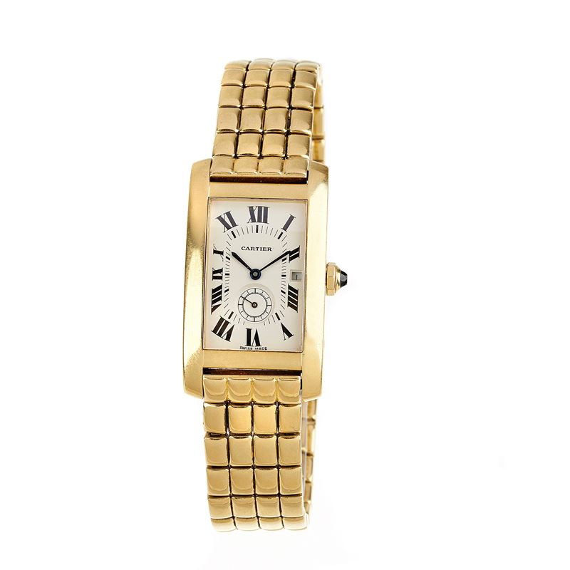 Orologio in oro giallo 18 kt Tank Americaine Quartz