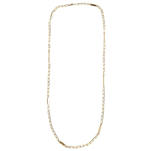 Long intertwined link chain in 18 kt yellow gold