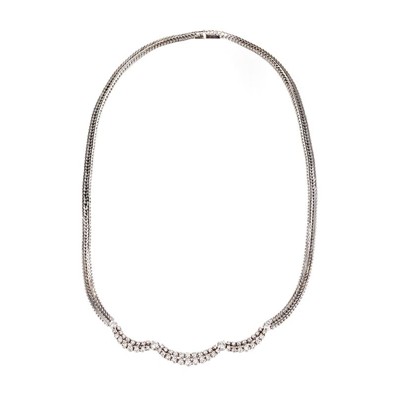 Girocollo in oro bianco 18 kt e diamanti