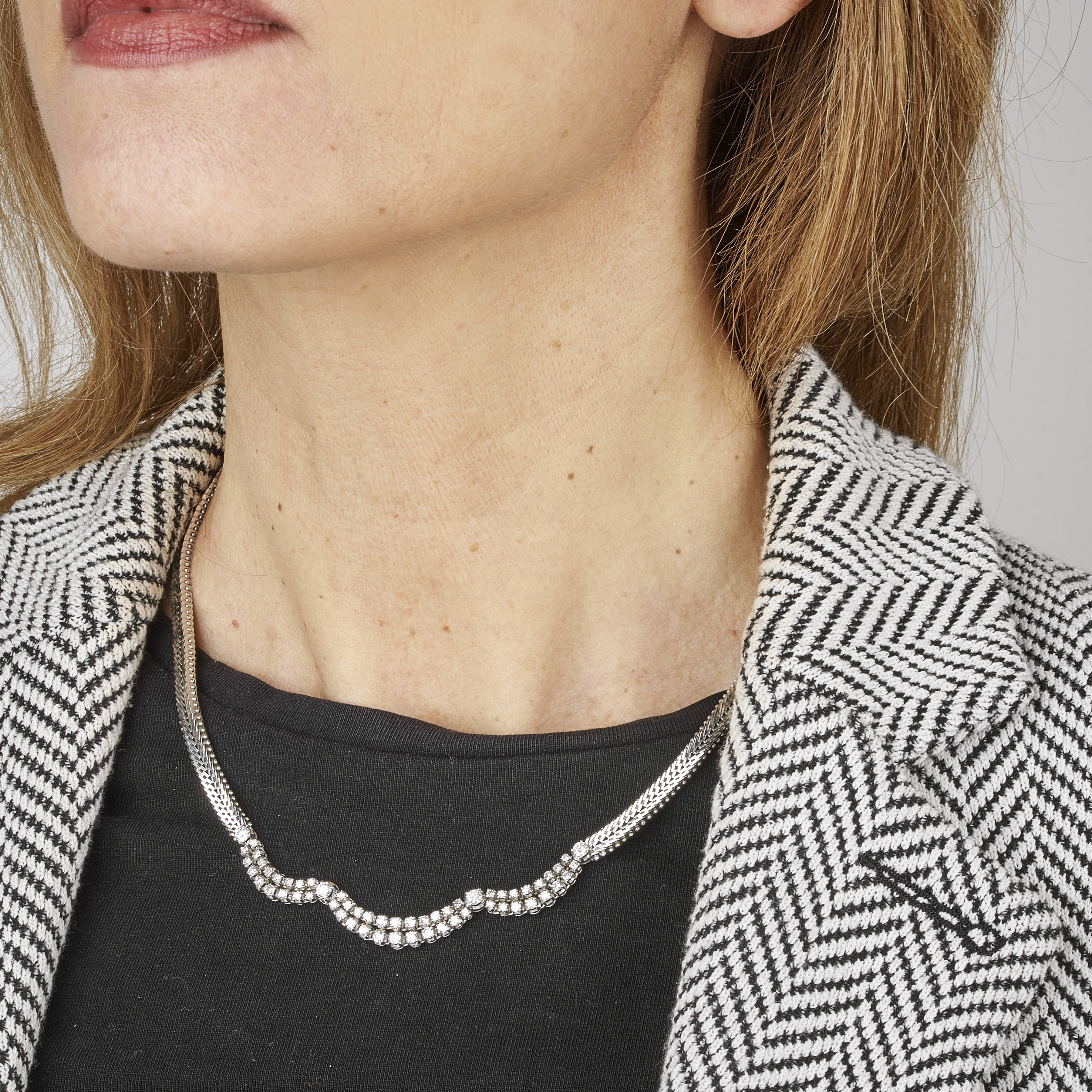 Girocollo in oro bianco 18 kt e diamanti