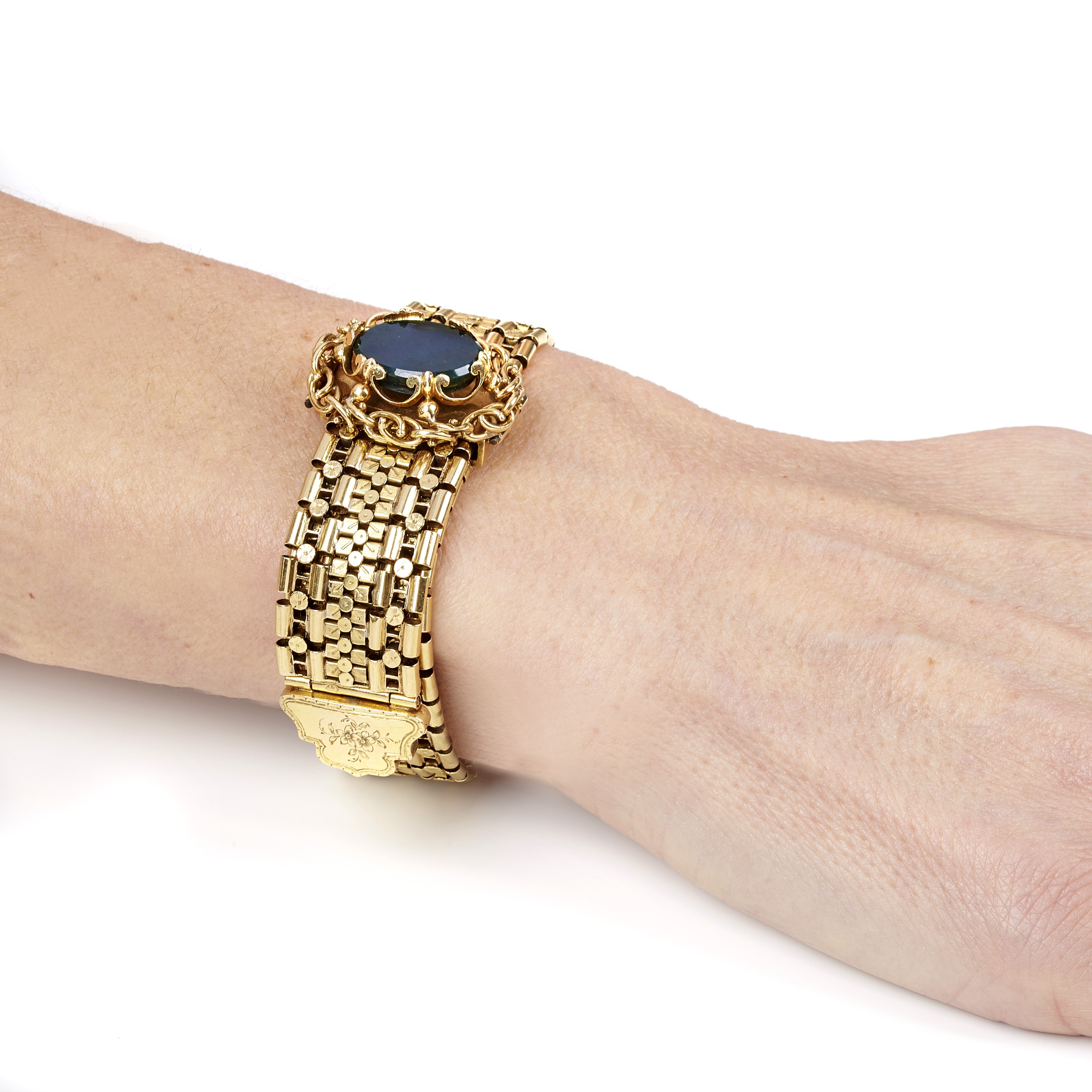 Alto bracciale in oro giallo 18 kt e diaspro