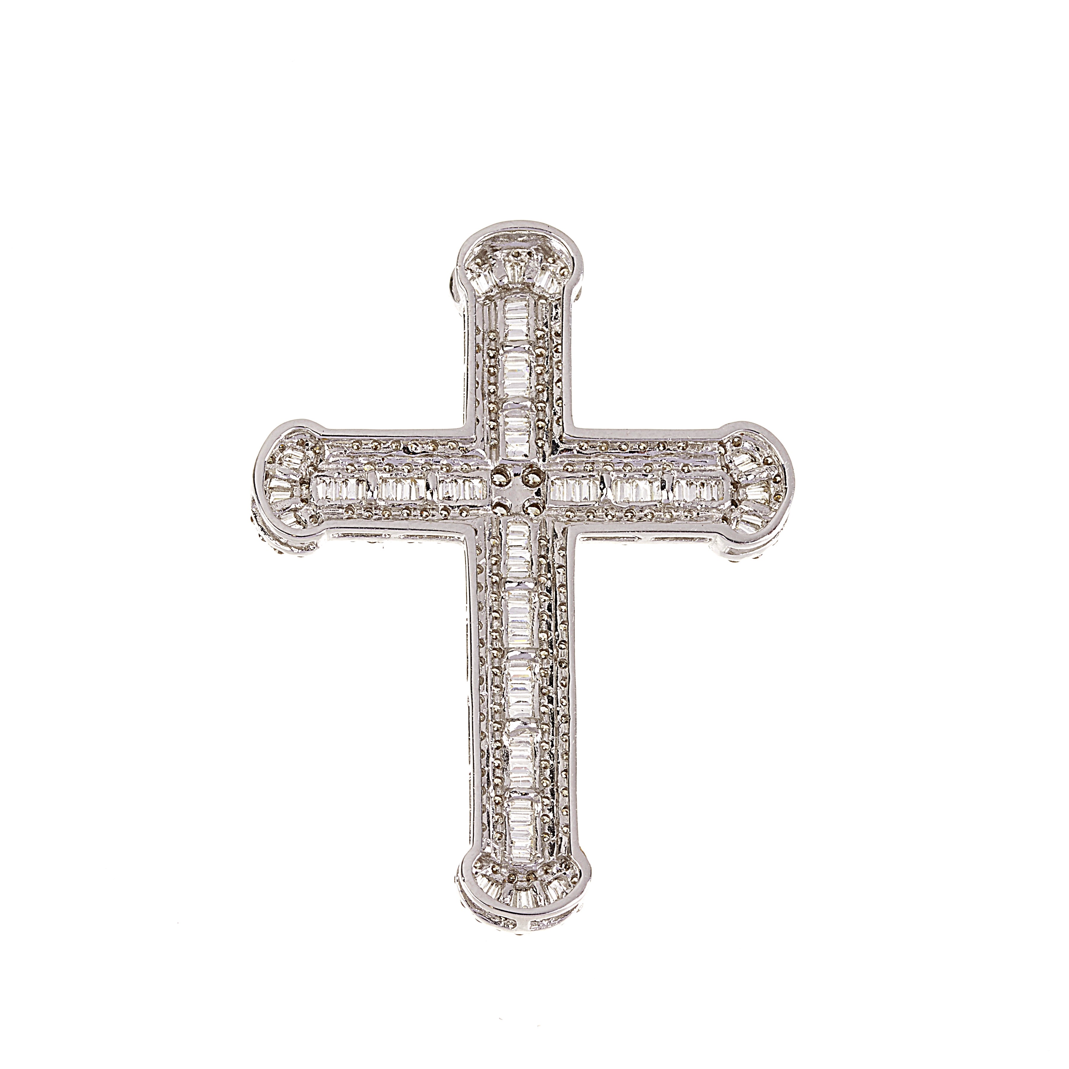 Croce pendente in oro bianco 18 kt e diamanti