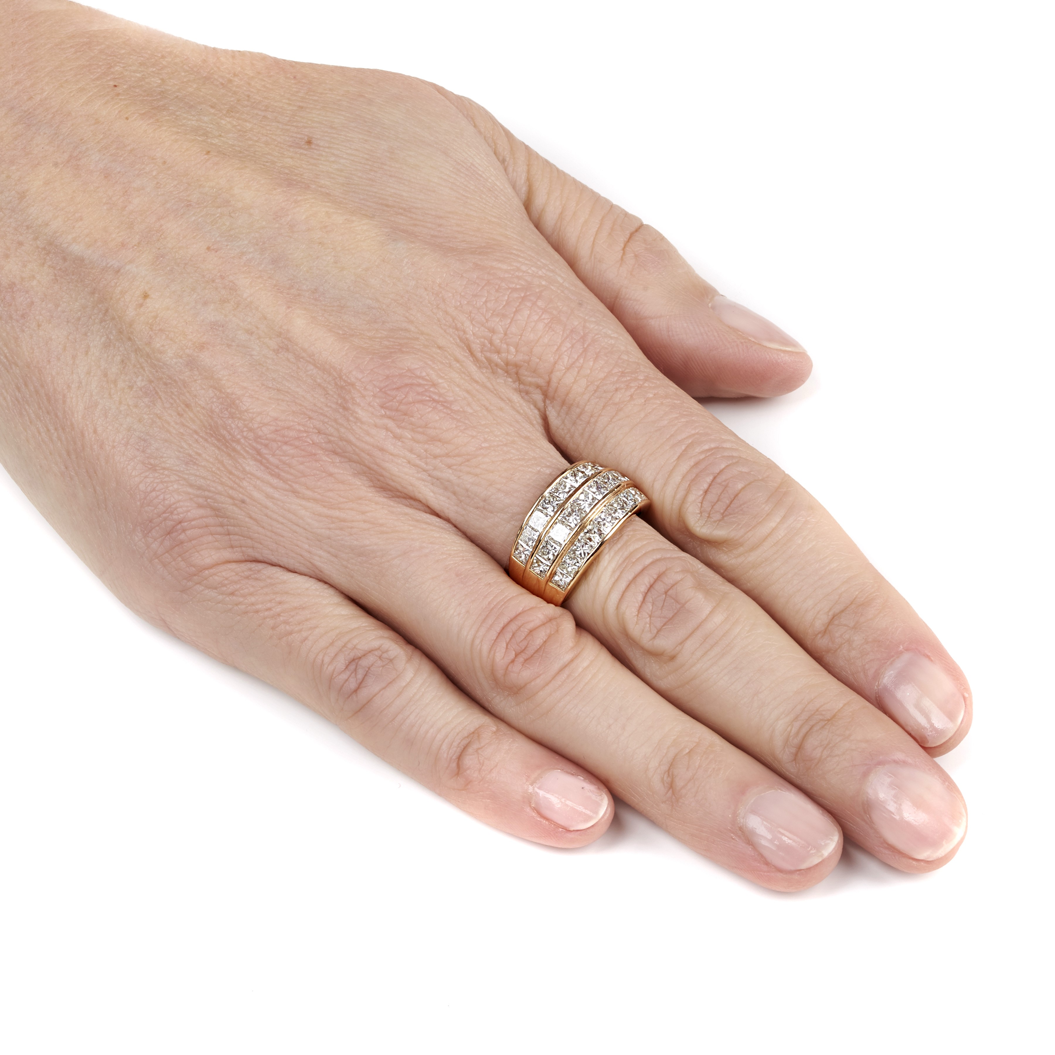 Anello a Fascia in Oro Rosa 18 Kt e Diamanti