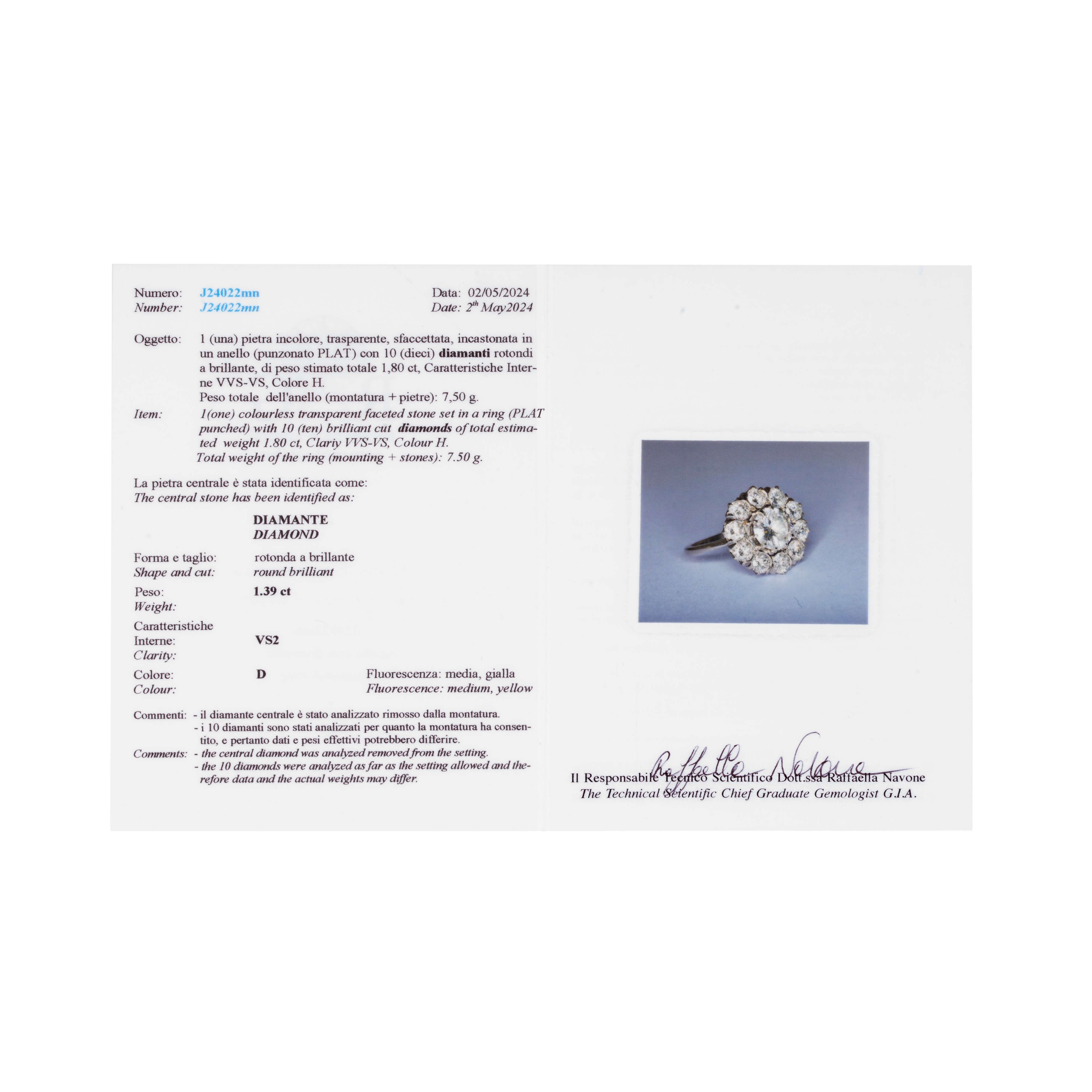 Anello a margherita in oro bianco e diamanti