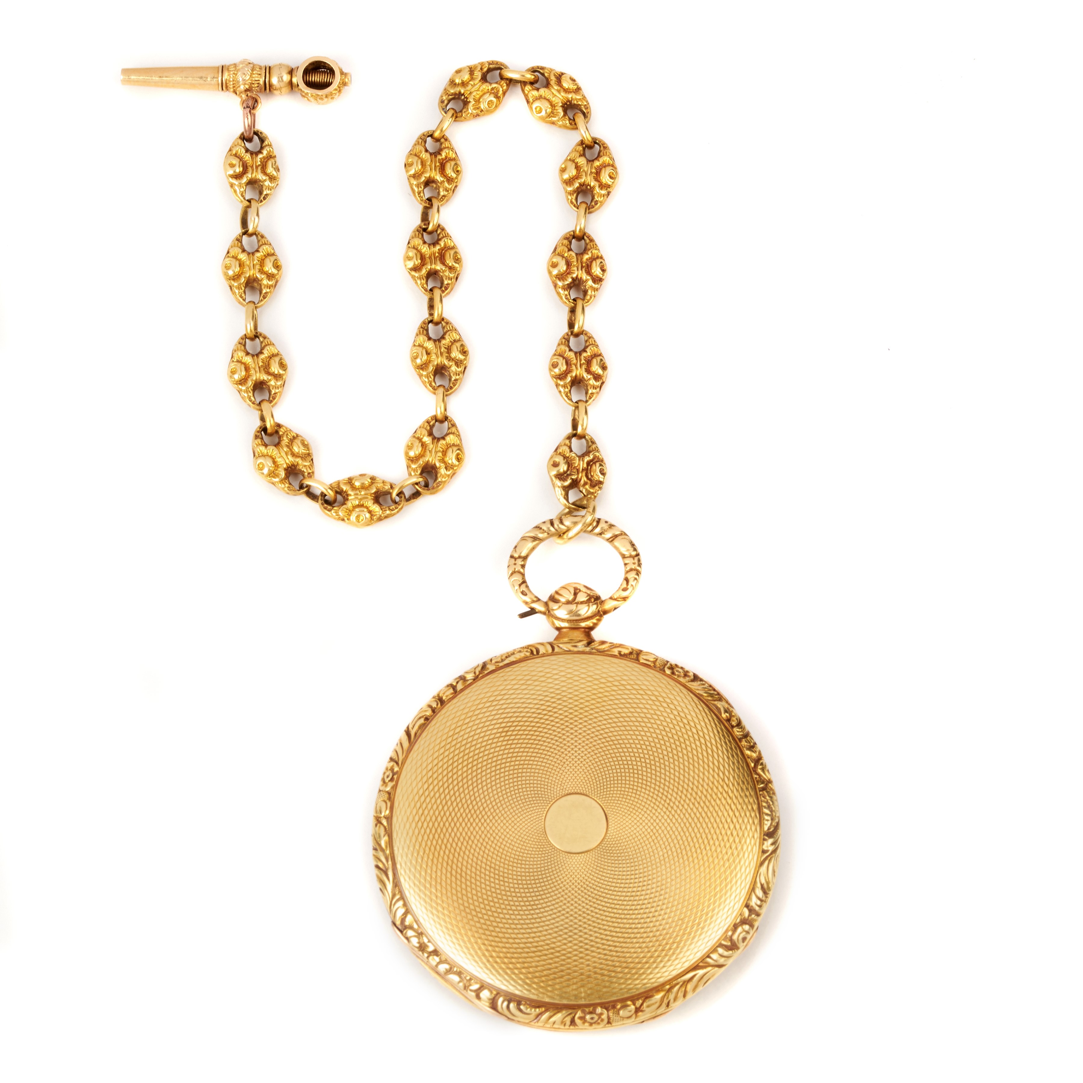 Orologio da tasca con catena e chiavetta in oro giallo 18 kt