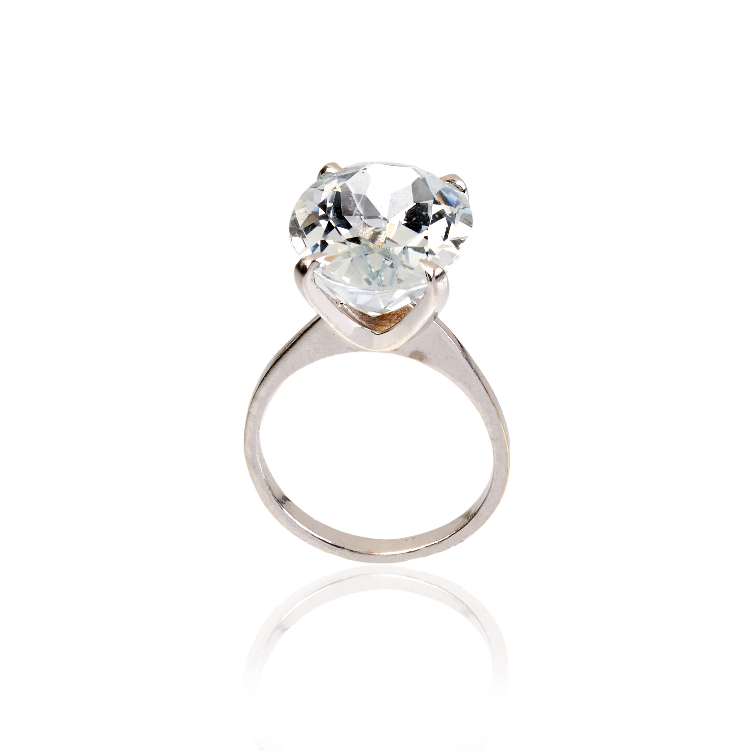 Anello in oro bianco 18 kt e acquamarina