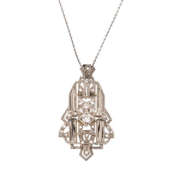 Pendant with white gold chain and diamonds