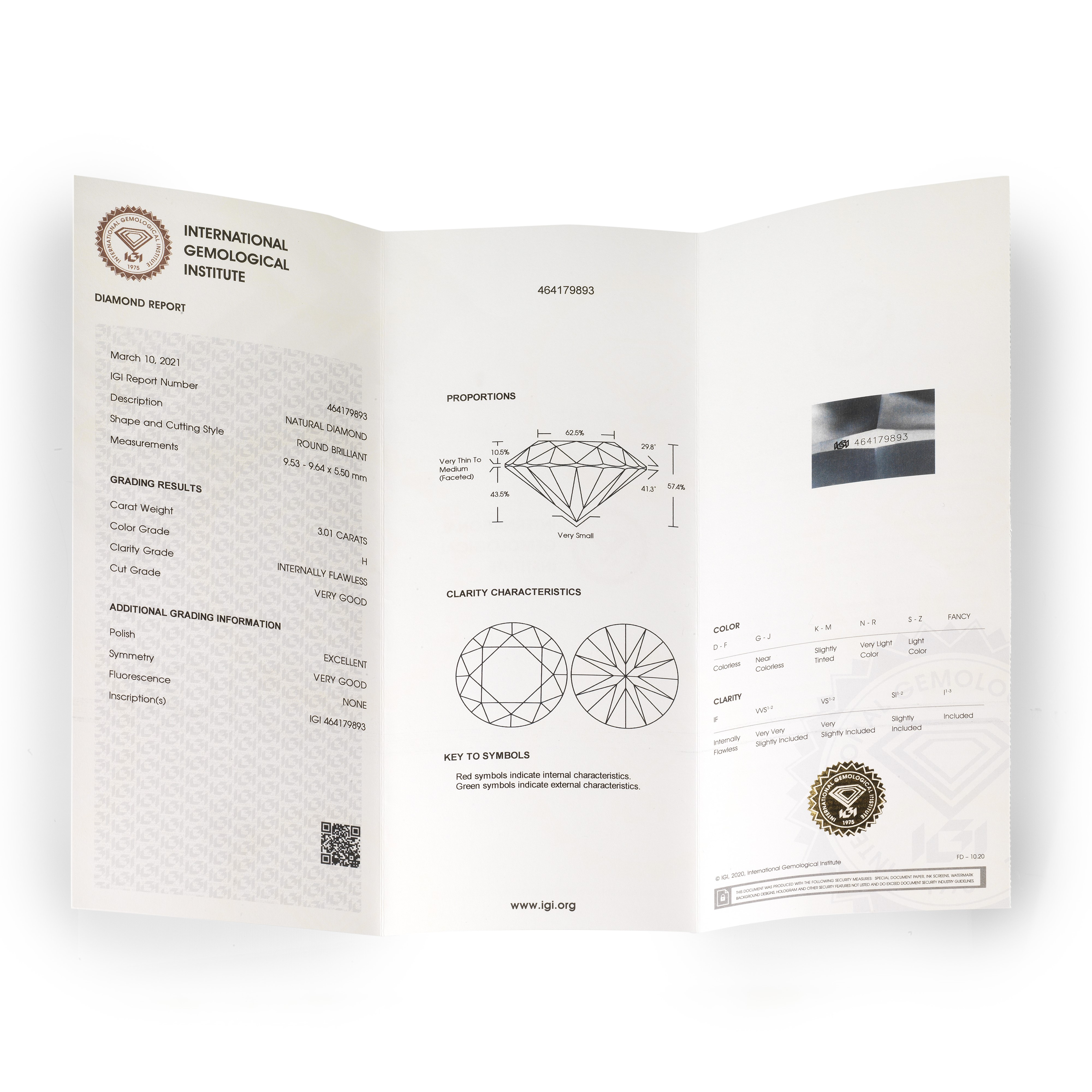 Diamante taglio brillante di ct 3.01