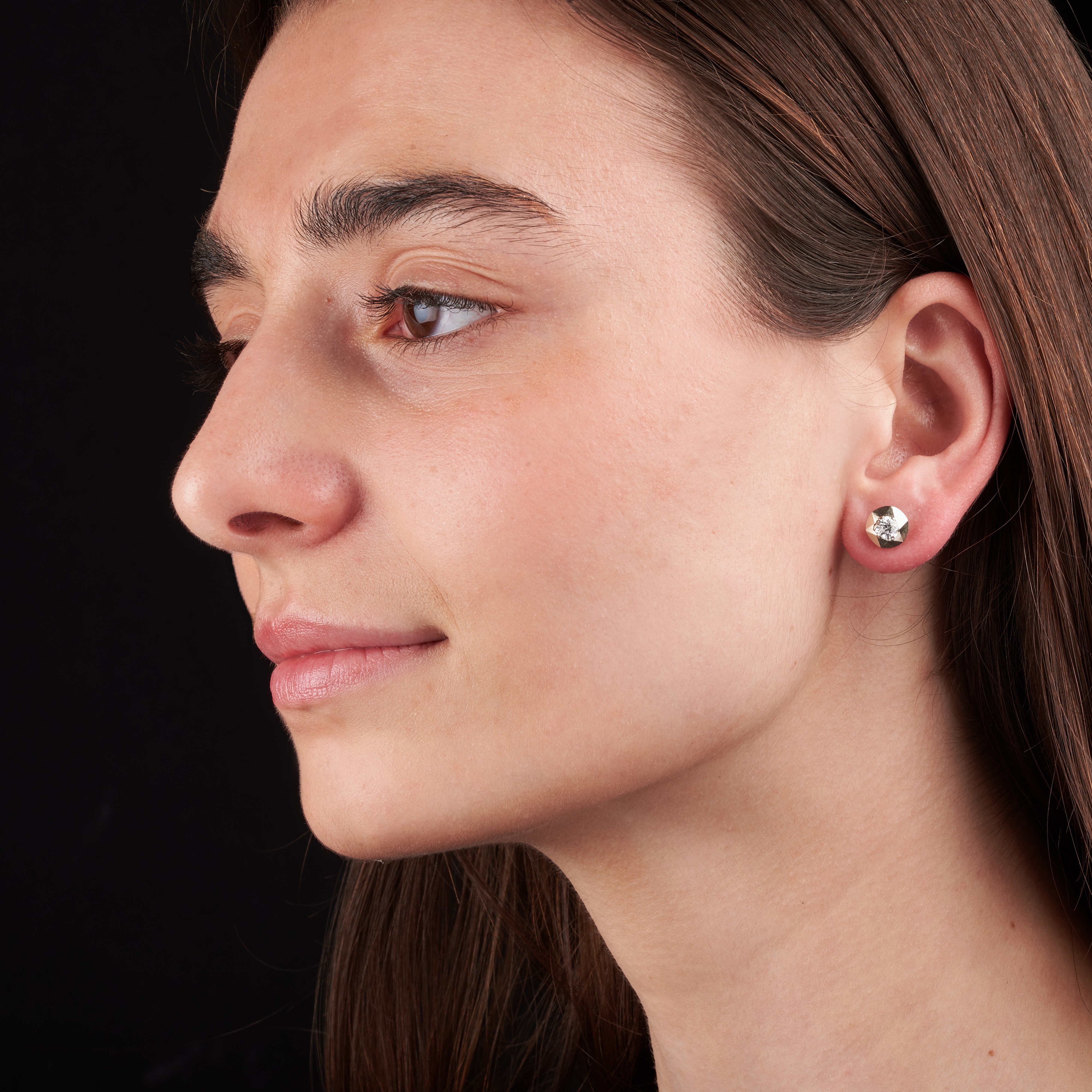 Paio di orecchini Punto Luce in oro bianco e giallo 18 kt