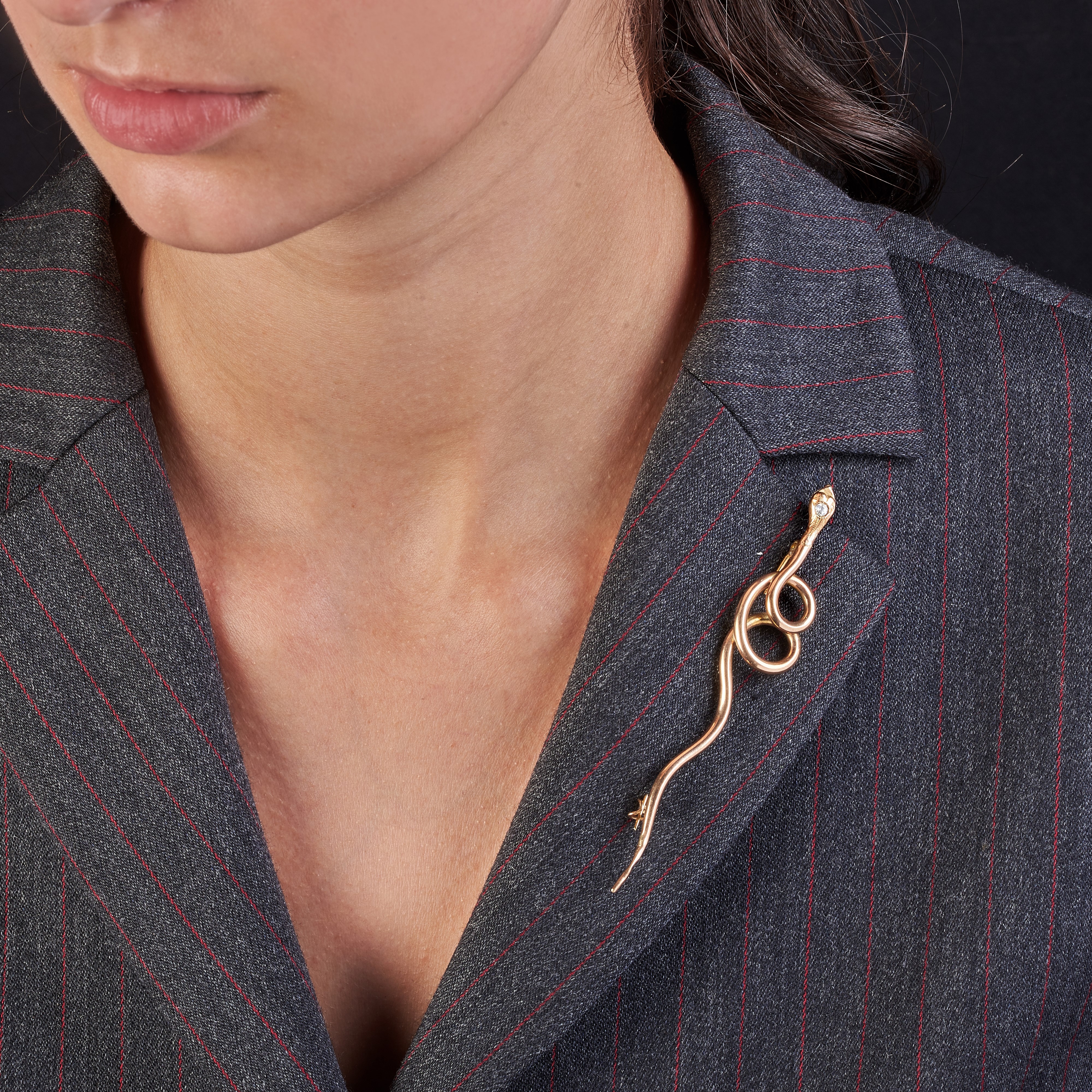 Spilla serpente in oro rosa e diamante