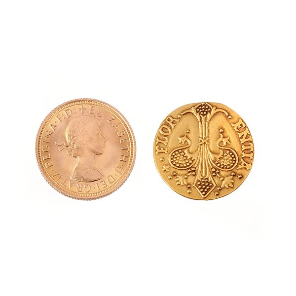 A pound and another 18ct gold coin