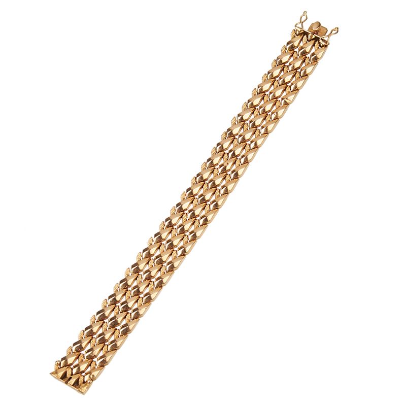 Bracciale a maglia tessuto in oro giallo 18 kt