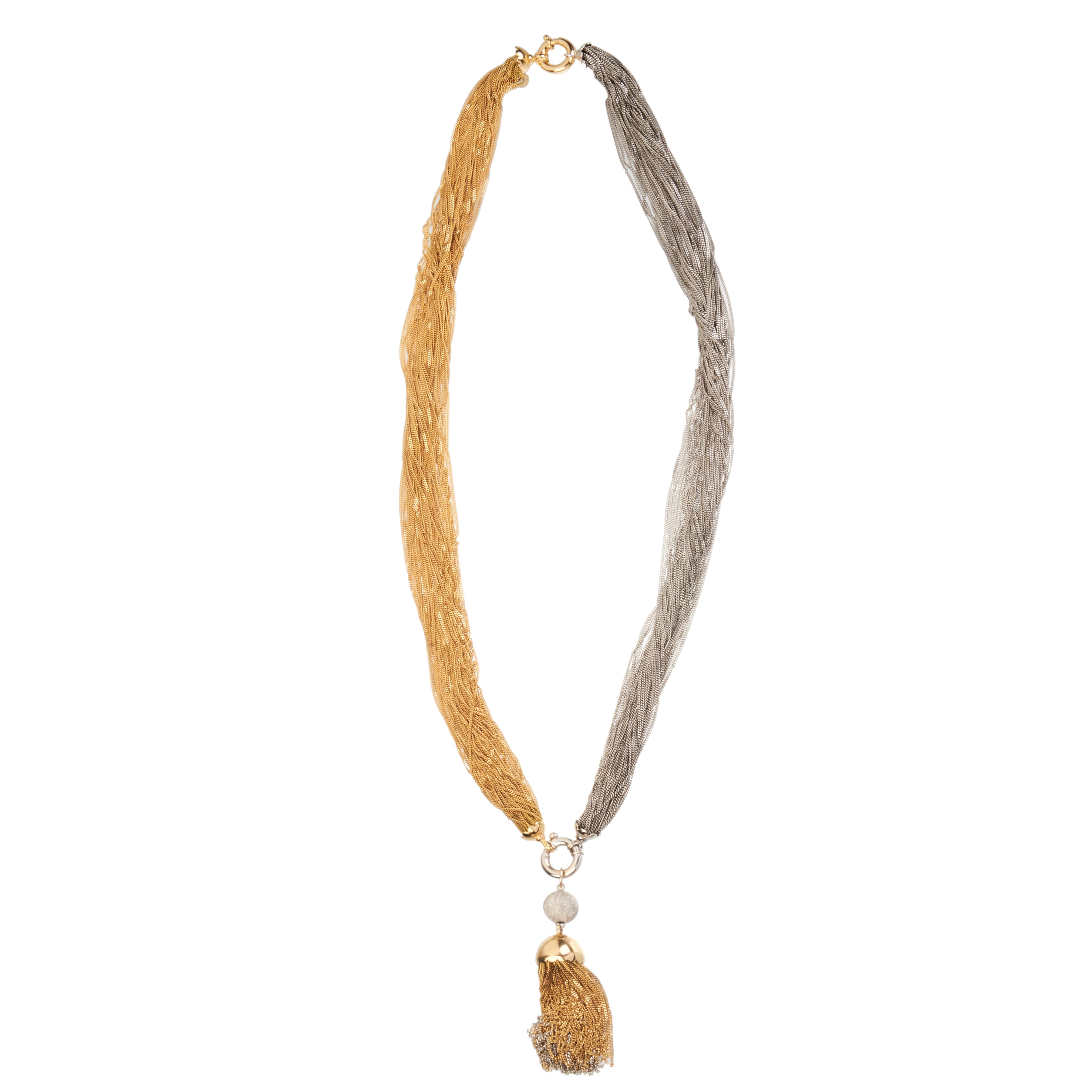 Importante collana millefili in oro giallo 18 kt e oro bianco 18 kt