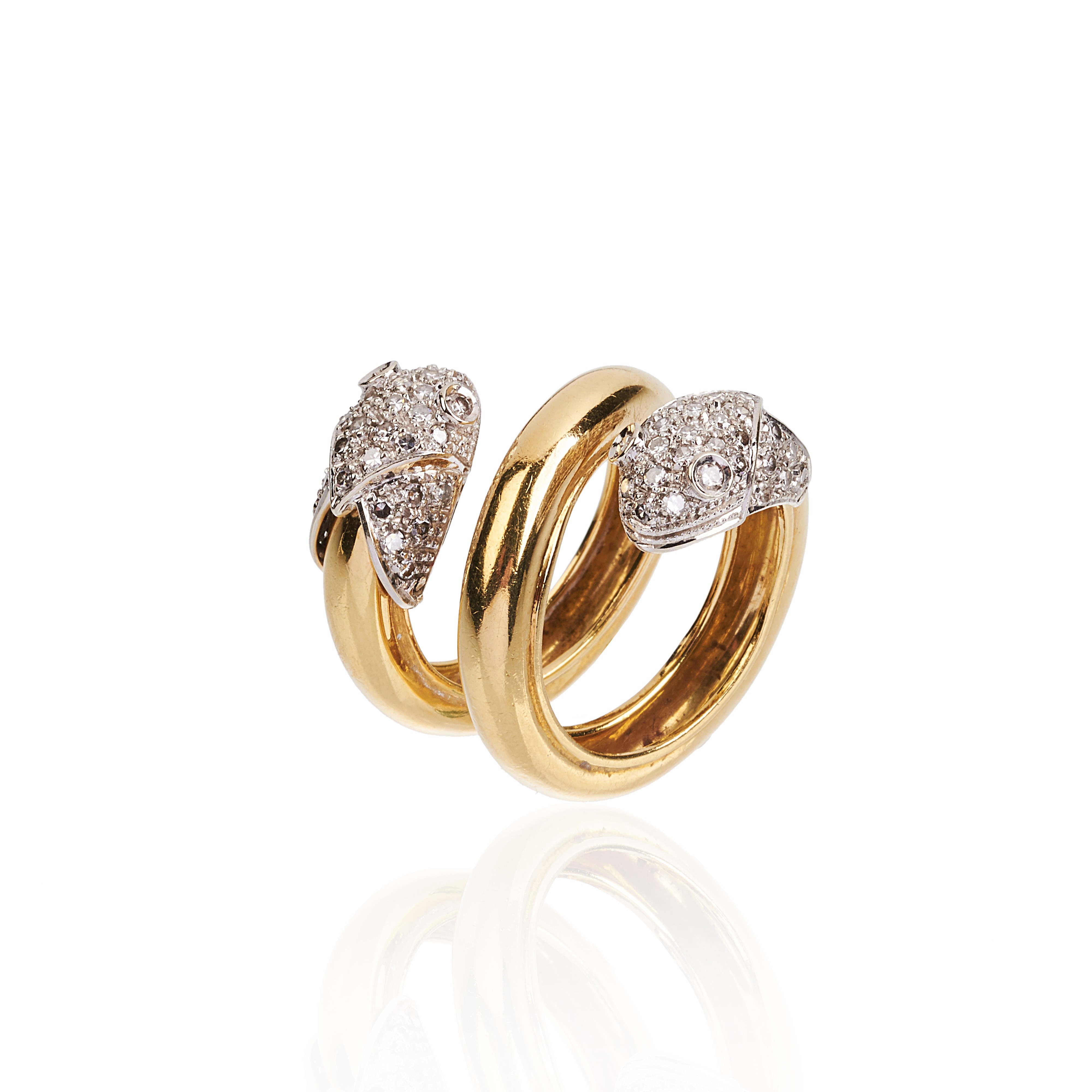 Grande anello Serpenti in oro giallo 18 kt e diamanti