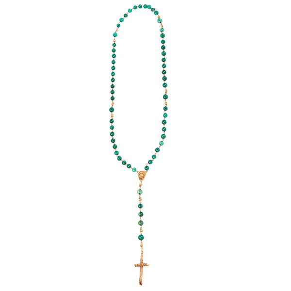 Rosary in 18 kt yellow gold and jade