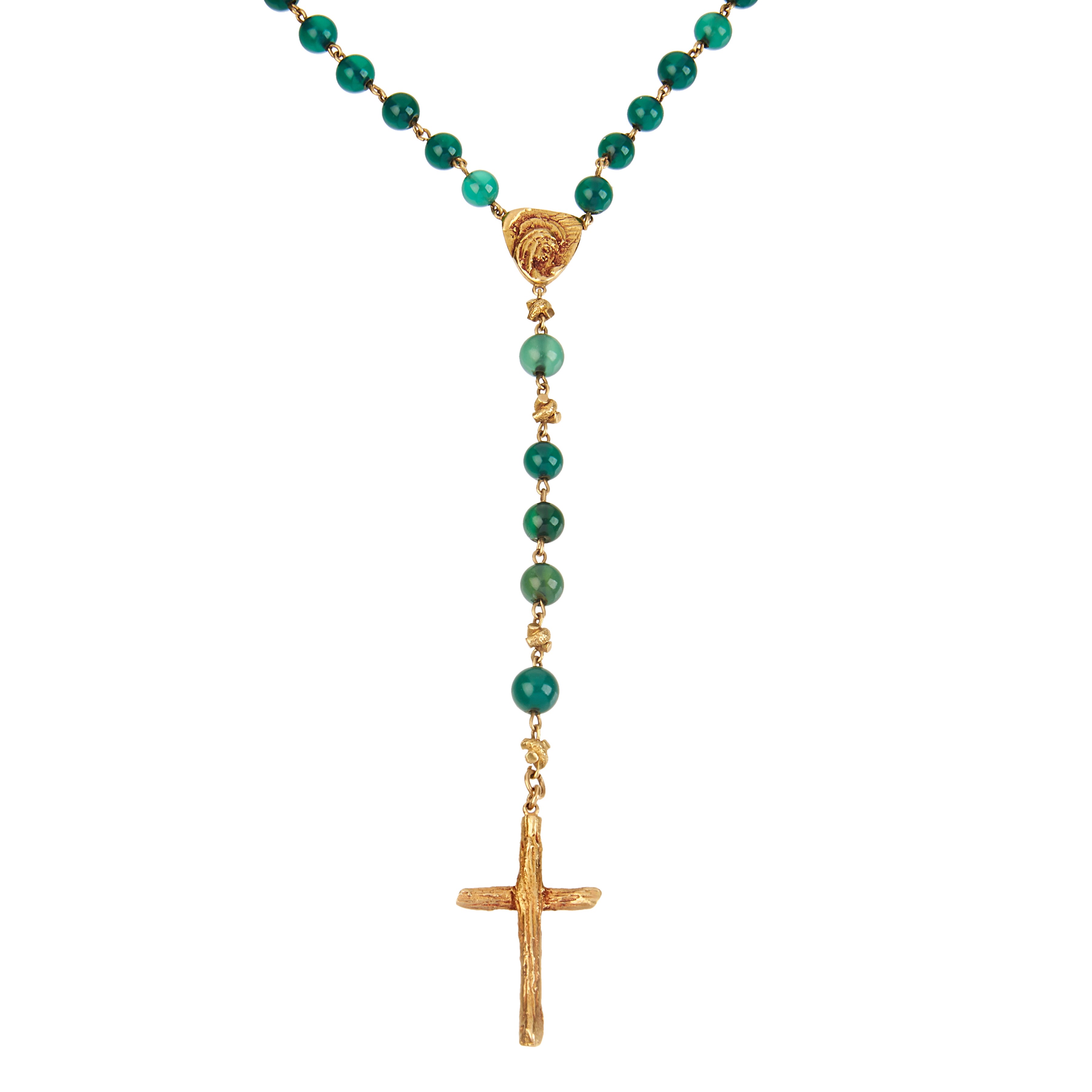 Rosario in oro giallo 18 kt e giada