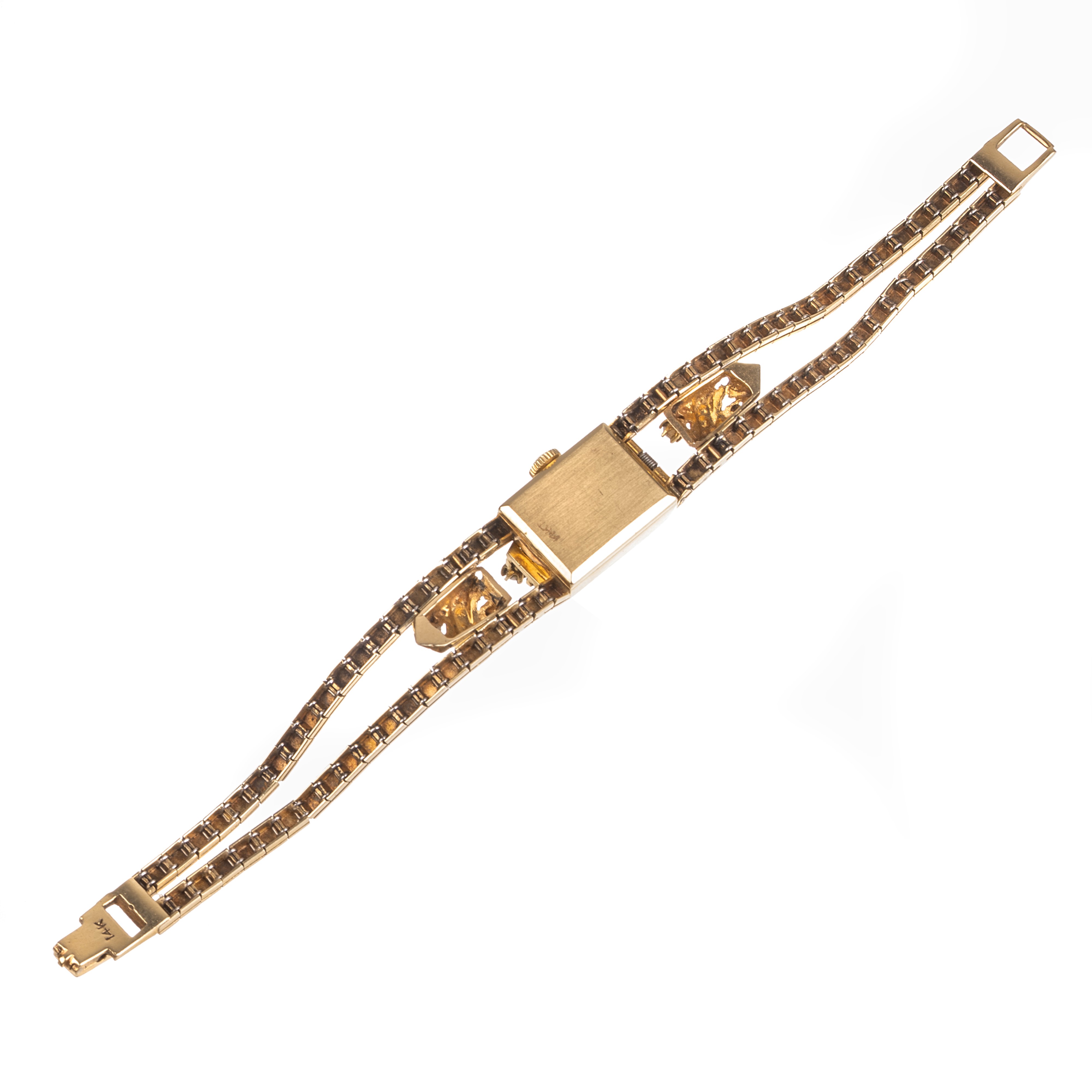 Bracciale orologio in oro giallo 14 kt e microperle