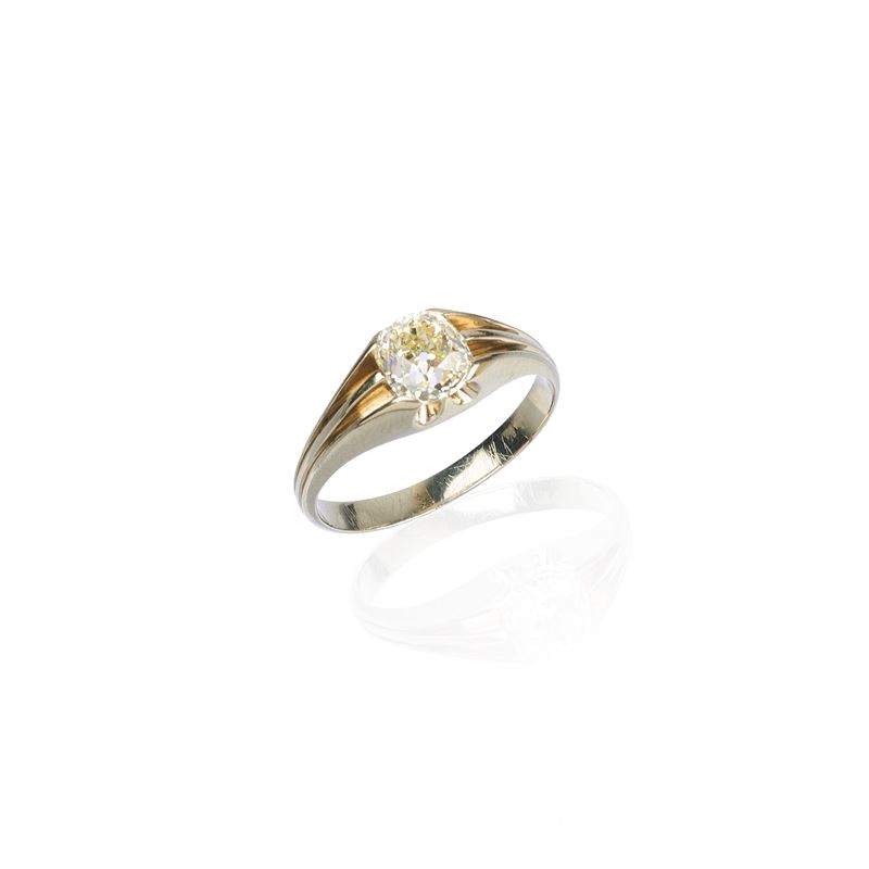 Anello solitario in oro bianco 18 kt e diamante