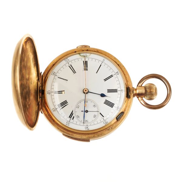 Double case pocket watch in 18 kt yellow gold