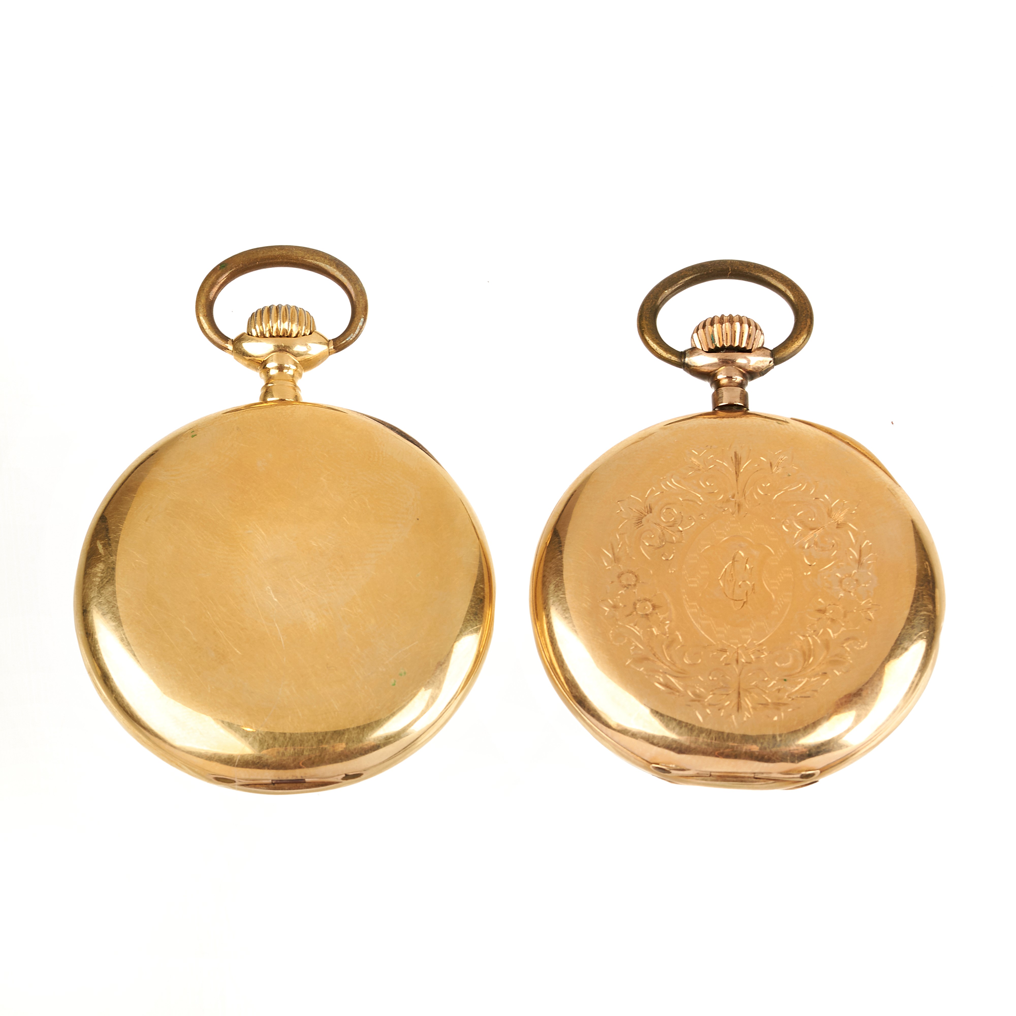 Orologio da tasca in oro giallo 18 kt e un'altro simile